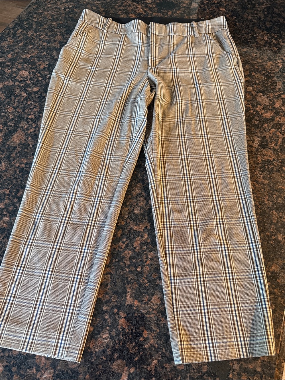 Ava & Viv Plaid Straight-Leg Dress Pants in Gray and Black